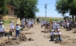 Diyarbakır’da minik öğrenciler fidan ekti