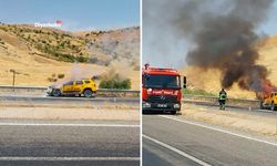 Diyarbakır’da seyir halindeki araç alev aldı