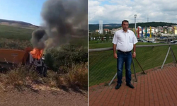 Diyarbakır’da devrilen kamyonda yangın çıktı, sürücü can verdi