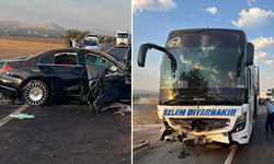 Diyarbakır otobüsü ile otomobil çarpıştı: 1 ölü, 2 yaralı