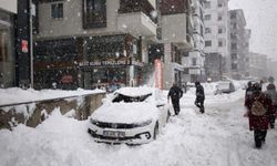 Diyarbakır'da çatıdan düşen kar aracı kullanılamaz hale getirdi
