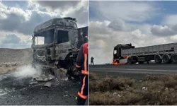 Diyarbakır’da seyir halindeki tır yandı