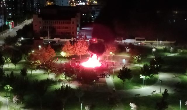 Kayapınar'daki çocuk oyun parkı yangında kullanılamaz hale geldi