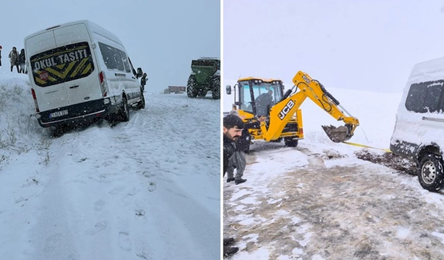 Diyarbakır’da kar alarmı: Öğretmen servisi yolda mahsur kaldı