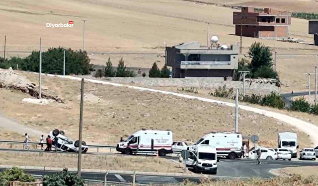 Diyarbakır Çınar’da otomobil takla attı
