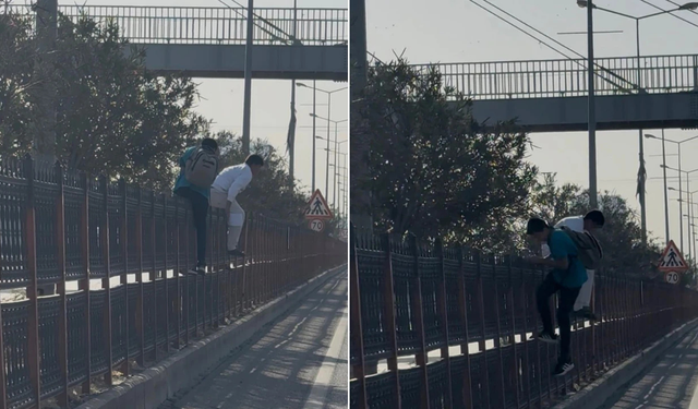 Diyarbakır-Elazığ yolunda tehlikeli manzara: Öğrenciler refüjden geçiyor