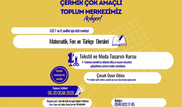 Çermik’te kadınlara, gençlere ve öğrencilere büyük fırsat