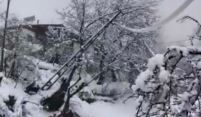 Çüngüş’te yoğun kar etkisi: Elektrik direkleri devrildi