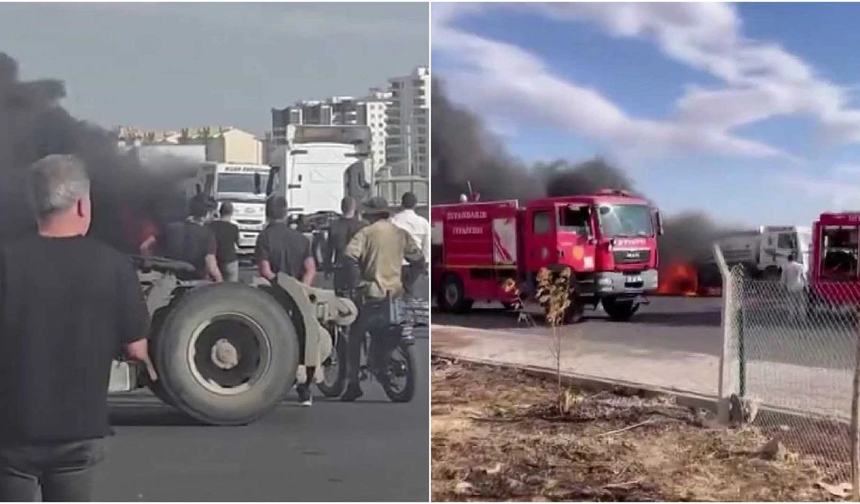 Diyarbakır’da seyir halindeki kamyon bir anda alev aldı!