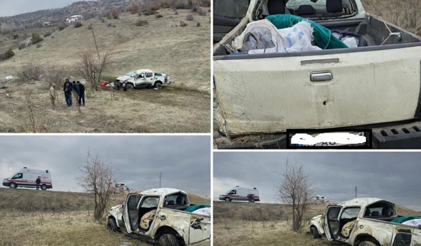 Lice’de korku dolu anlar: Kamyonet şarampole yuvarlandı,