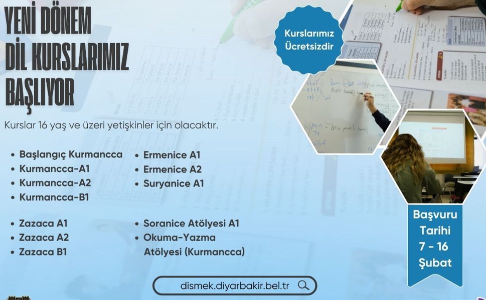 Diyarbakır'da 5 farklı dil için ücretsiz kurs kayıtları başlıyor