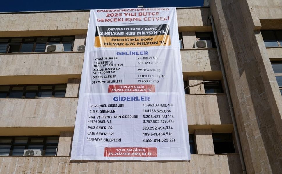 Diyarbakır Büyükşehir'den şeffaflık adımı: Gelir-gider tablosu belediye binasına asıldı