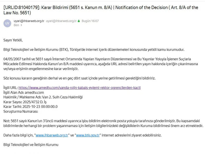 Mahkeme Kararıyla Erişim Engeli